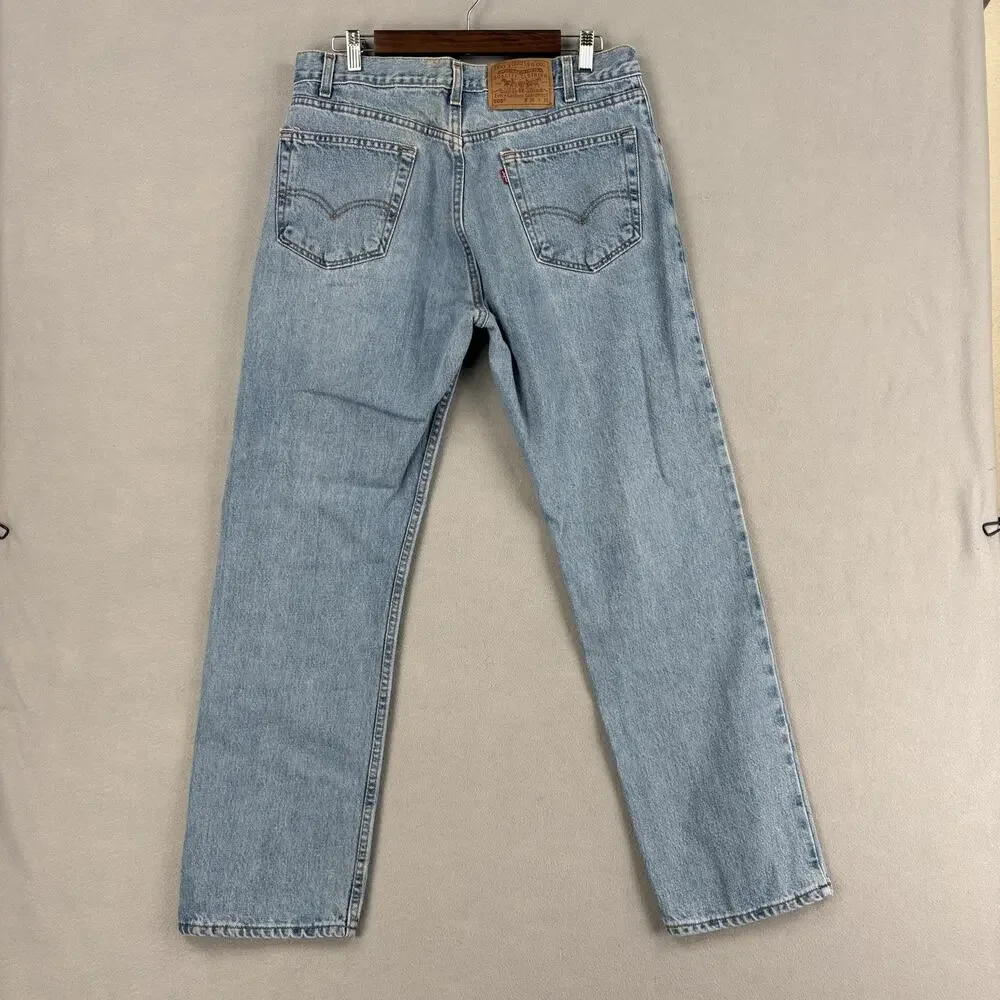 Vintage Levis 505 Jeans Mens 33x29 Light Wash Blue Denim Straight Leg USA 90s